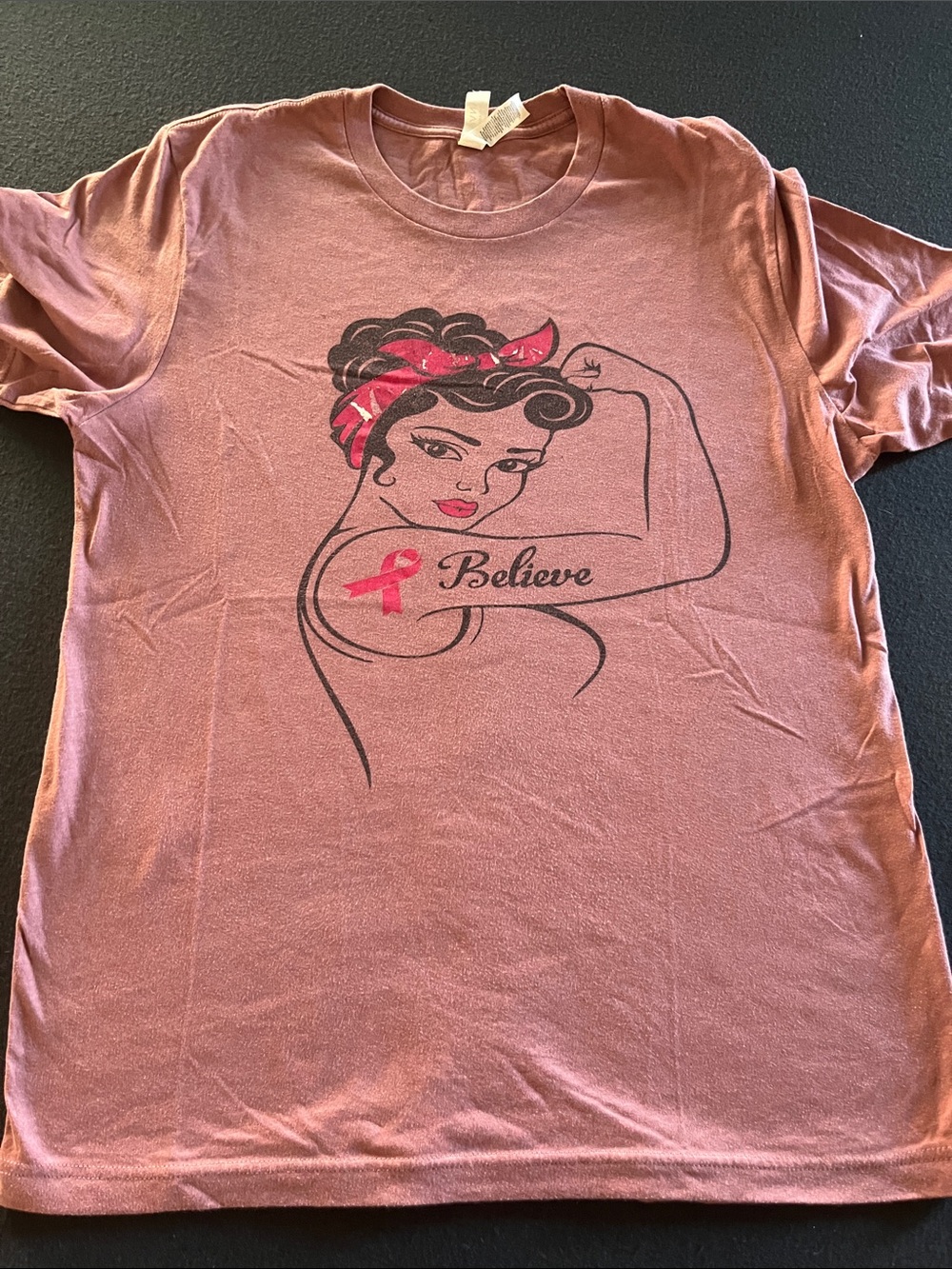Believe Graphic Tee - Dusty Rose Women's Top